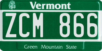 VT license plate ZCM866