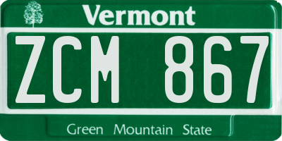 VT license plate ZCM867