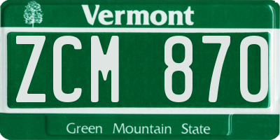 VT license plate ZCM870