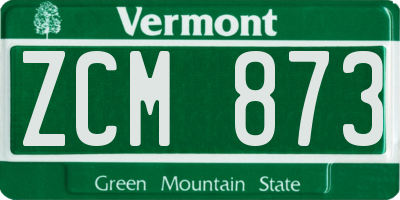 VT license plate ZCM873