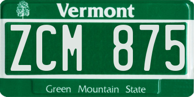 VT license plate ZCM875