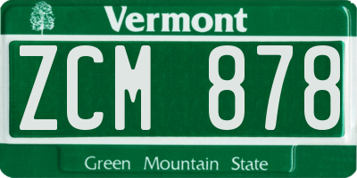 VT license plate ZCM878