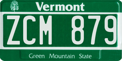 VT license plate ZCM879