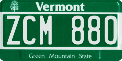 VT license plate ZCM880