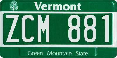 VT license plate ZCM881