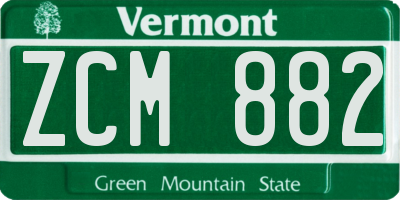 VT license plate ZCM882