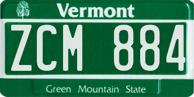 VT license plate ZCM884