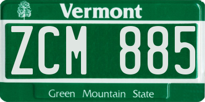 VT license plate ZCM885