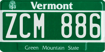 VT license plate ZCM886