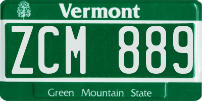 VT license plate ZCM889