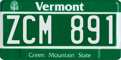 VT license plate ZCM891
