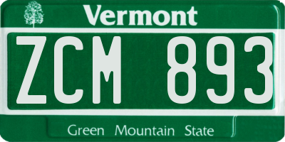VT license plate ZCM893
