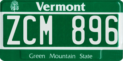 VT license plate ZCM896