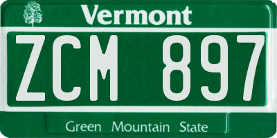 VT license plate ZCM897
