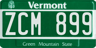 VT license plate ZCM899