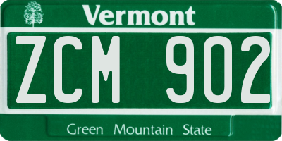 VT license plate ZCM902