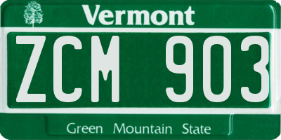 VT license plate ZCM903