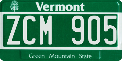 VT license plate ZCM905