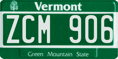 VT license plate ZCM906