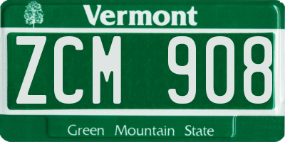 VT license plate ZCM908