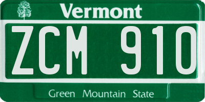 VT license plate ZCM910