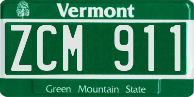 VT license plate ZCM911