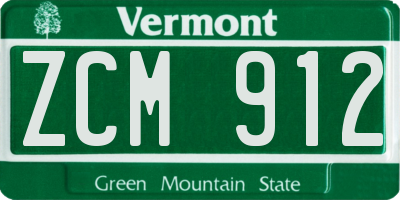 VT license plate ZCM912