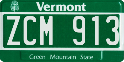 VT license plate ZCM913