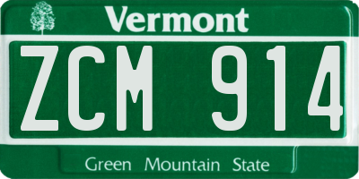 VT license plate ZCM914