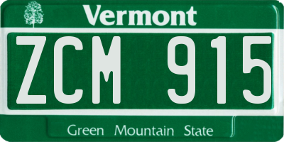 VT license plate ZCM915