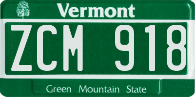 VT license plate ZCM918