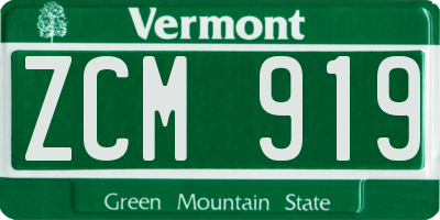 VT license plate ZCM919