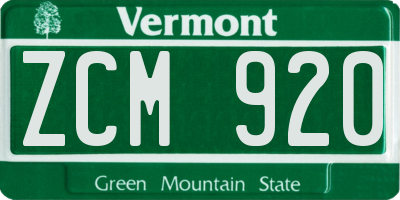 VT license plate ZCM920