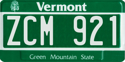 VT license plate ZCM921