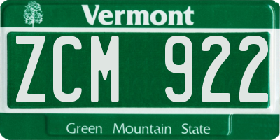 VT license plate ZCM922