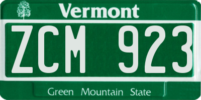 VT license plate ZCM923