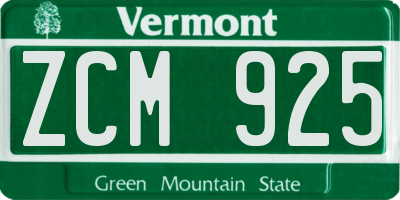 VT license plate ZCM925