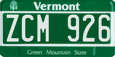 VT license plate ZCM926