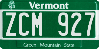 VT license plate ZCM927