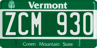 VT license plate ZCM930