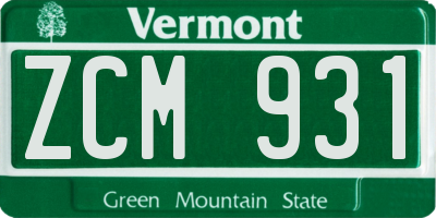 VT license plate ZCM931