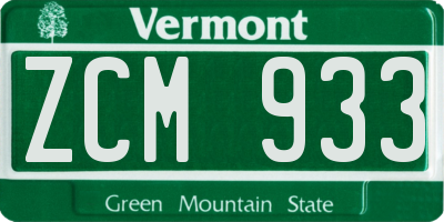 VT license plate ZCM933