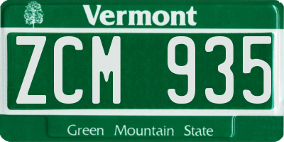 VT license plate ZCM935