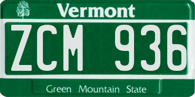 VT license plate ZCM936