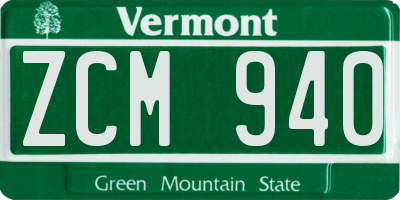 VT license plate ZCM940