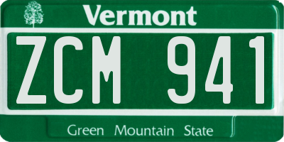 VT license plate ZCM941