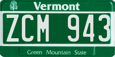VT license plate ZCM943