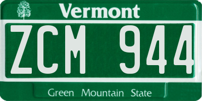 VT license plate ZCM944