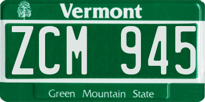 VT license plate ZCM945