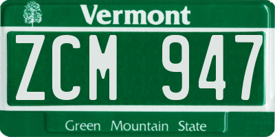 VT license plate ZCM947